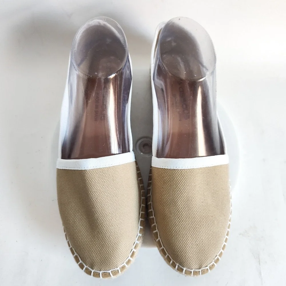 Andre Assous Flats Size 9.5 / 40 Espadrilles Hemp Canvas Beige Tan Vegan Slip On